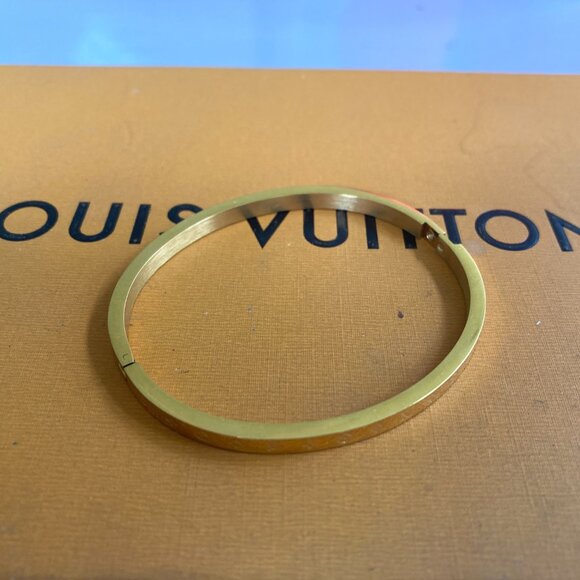 Louis Vuitton Bangle Bracelet Gold Tone Logos NO BOX - Picture 6 of 6